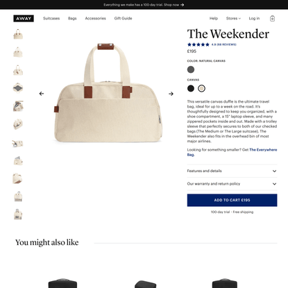 The Weekender bag | Away: Built for modern travel