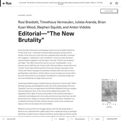 Editorial-"The New Brutality" - Journal #83 June 2017 - e-flux