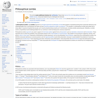 Philosophical zombie - Wikipedia