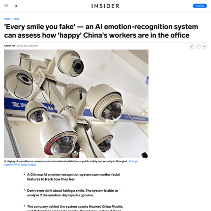 ‘Every smile you fake’ — an AI emotion-recognition system can assess how ‘happy’ China’s workers are in the office