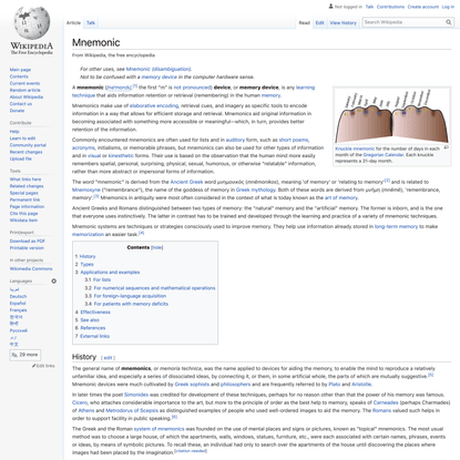 Mnemonic - Wikipedia