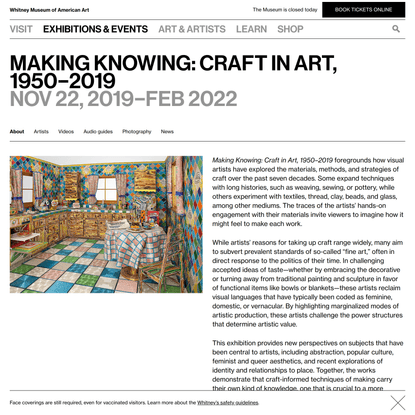 Making Knowing: Craft in Art, 1950–2019