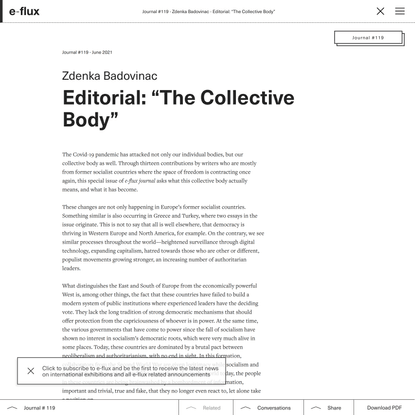 Editorial: “The Collective Body”
