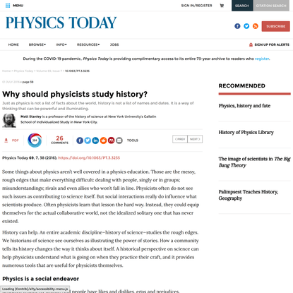 Why should physicists study history?