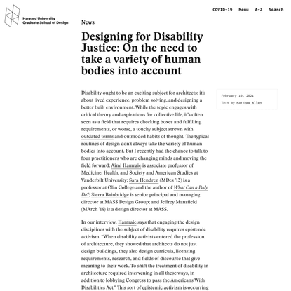 Designing for Disability Justice: On the need to take a variety of human bodies into account - Harvard Graduate School of De...