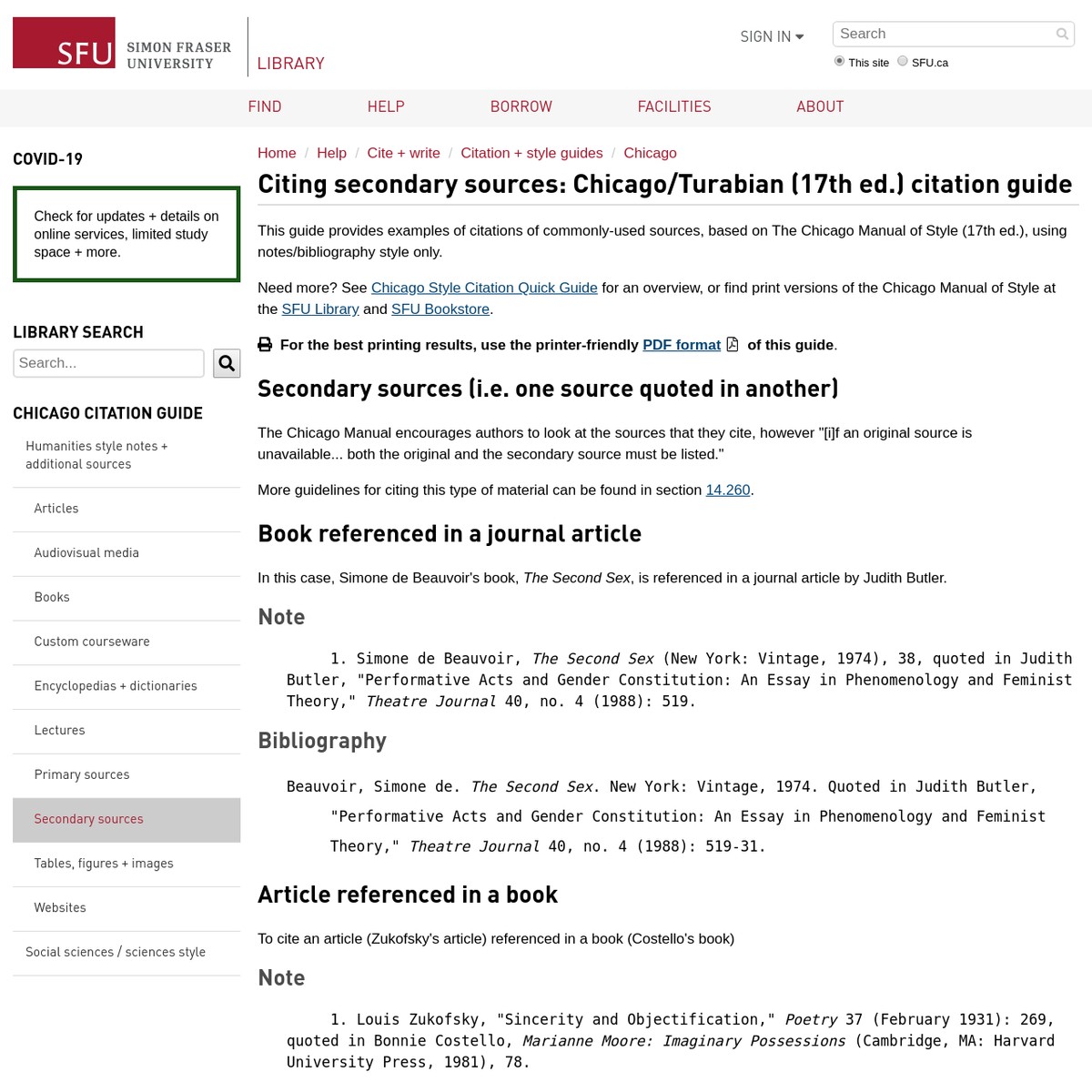Citing secondary sources Chicago/Turabian (17th ed.) citation guide