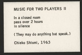 Mieko Shiomi, Music for Two Players II, 1963