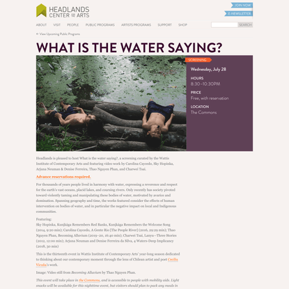 What is the water saying? - Headlands Center for the Arts