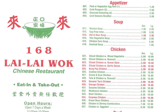 Lai Lai Wok menu