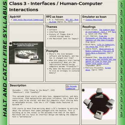 Class 3 - Interface // Human-Computer Interactions - Halt and Catch Fire Syllabus