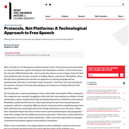 Protocols, Not Platforms: A Technological Approach to Free Speech