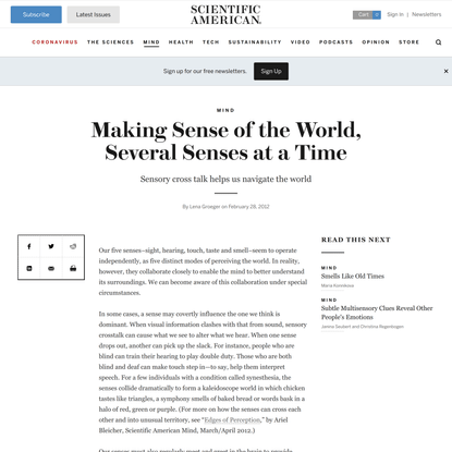 Making Sense of the World, Several Senses at a Time