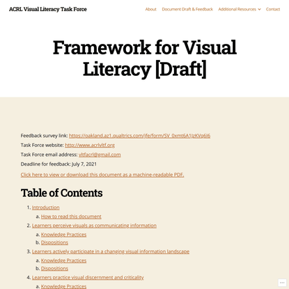 Framework for Visual Literacy [Draft]