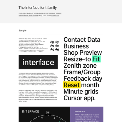 Interface font family