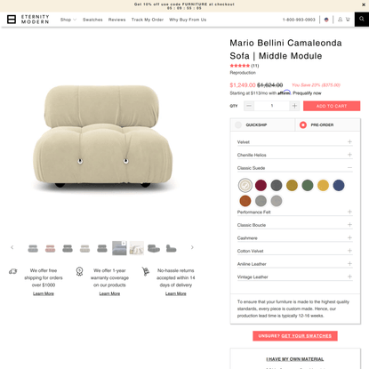 Mario Bellini Camaleonda Sofa | Middle Module