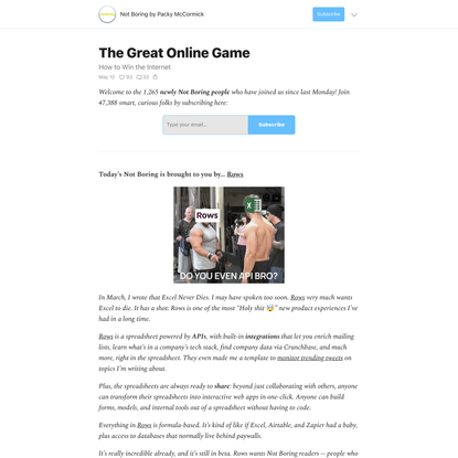 The Great Online Game - by Packy McCormick - Not Boring by Packy McCormick
