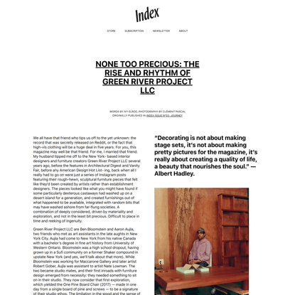 NONE TOO PRECIOUS: THE RISE AND RHYTHM OF GREEN RIVER PROJECT LLC – Index