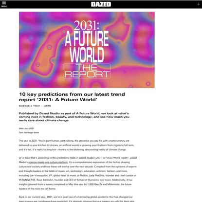 10 key predictions from our latest trend report ‘2031: A Future World’ | Dazed