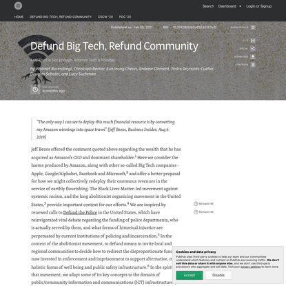 Defund Big Tech, Refund Community · Tech Otherwise