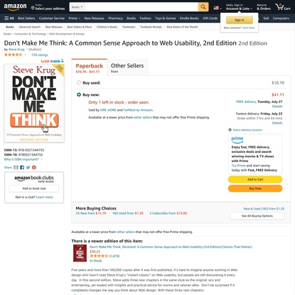 Don’t Make Me Think: A Common Sense Approach to Web Usability, 2nd Edition