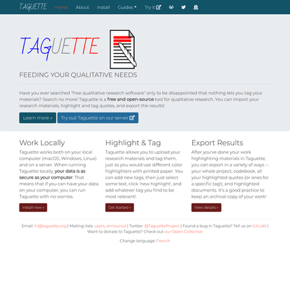 Taguette, the free and open-source qualitative data analysis tool