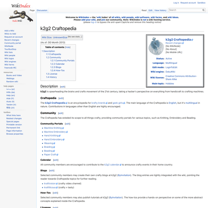 k2g2 Craftopedia – WikiIndex – the index of all wiki
