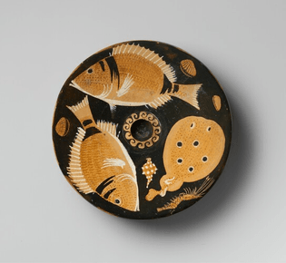 Terracotta fish-plate, Helgoland Painter, ca. 350–325 B.C., Metropolitan Museum of Art: Greek and Roman Art