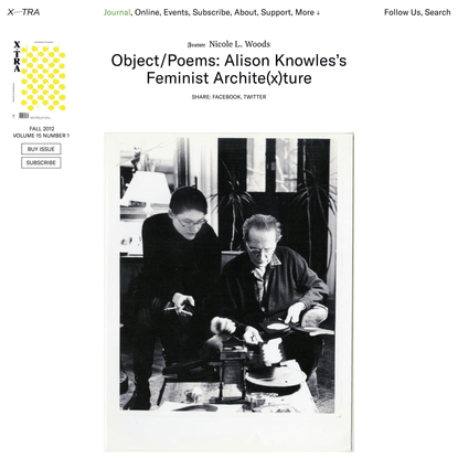 X-TRA → Object/Poems: Alison Knowles’s Feminist Archite(x)ture