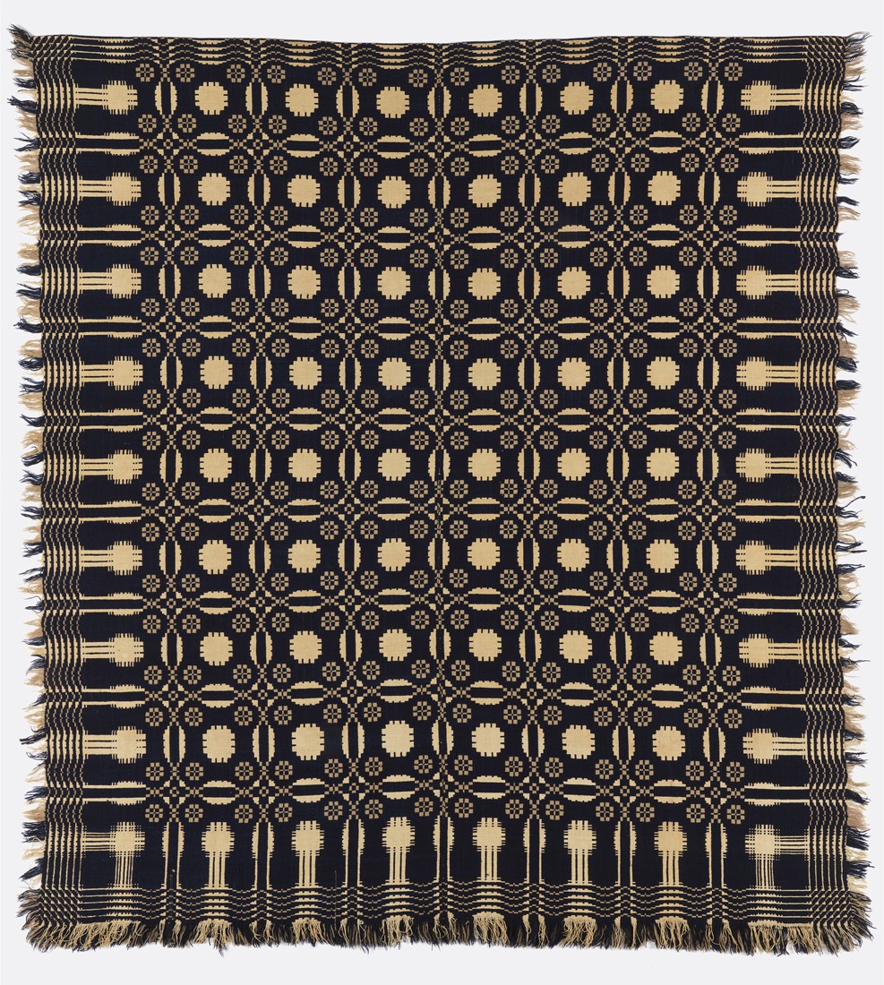 Coverlet (USA), early 19th century, front, cotton, wool; Warp x Weft: 222.3 x 205.7 cm (87 1/2 x 81 in.); Museum purchase from General Acquisitions Endowment Fund; 2010-9-1