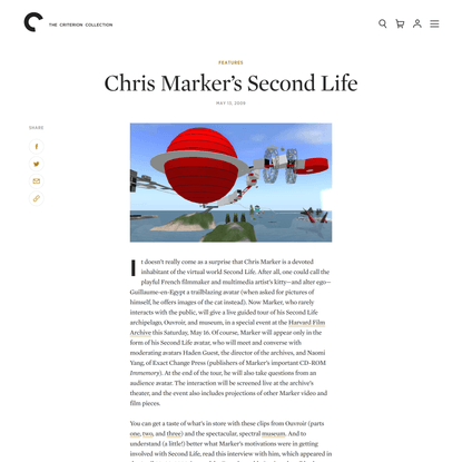 Chris Marker’s Second Life