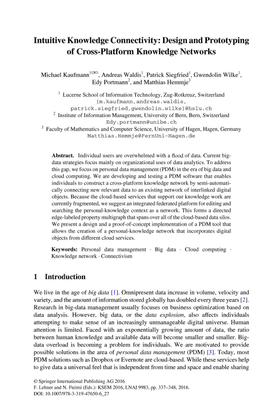 "Intuitive Knowledge Connectivity: Design and Prototyping of Cross-Platform Knowledge Networks." KSEM 2016: Knowledge Science, Engineering and Management pp 337-348