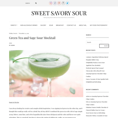 Green Tea and Sage Sour Mocktail - Sweet Savory Sour