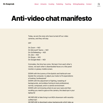 Anti-video chat manifesto – Dr. Kasprzak