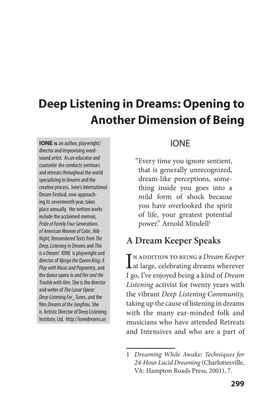Listening in Dreams - Ione