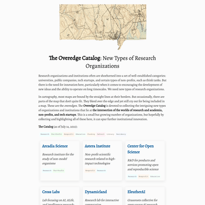 The Overedge Catalog: The Future of Research Organizations