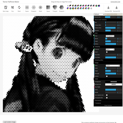 Vector Halftone Maker - Interactive PNG/SVG halftone pattern generator