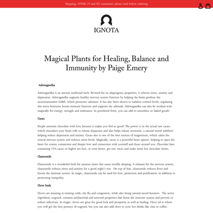 Magical Plants for Healing, Balance and Immunity by Paige Emery