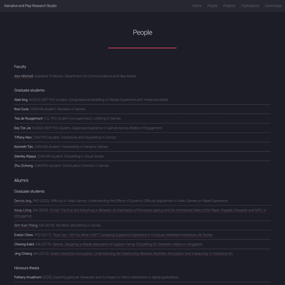 Narrative and Play Research Studio | People