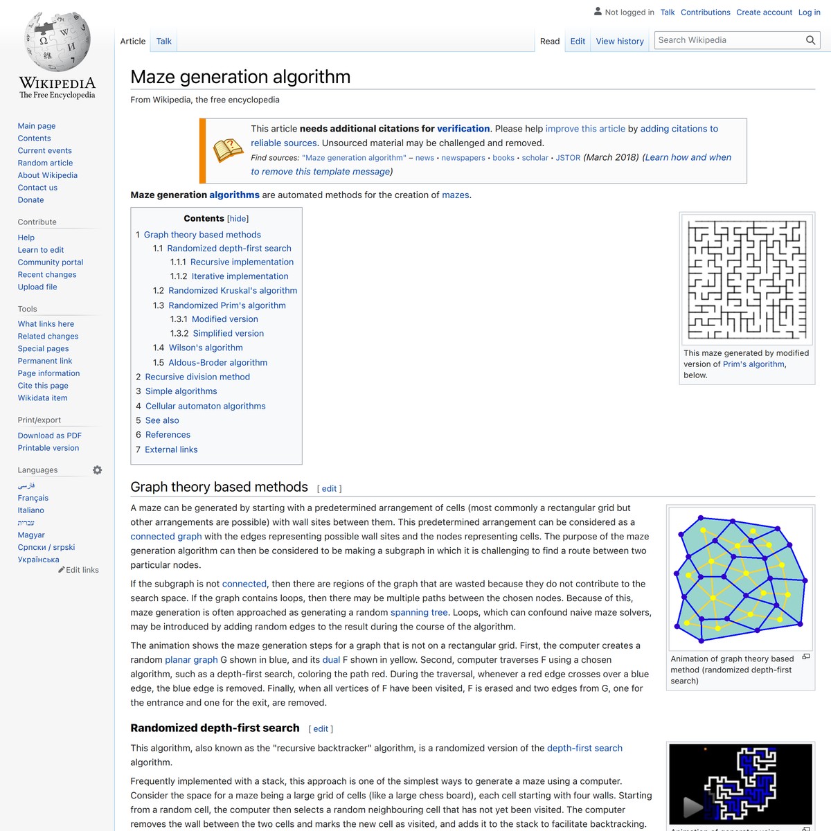 Maze generation algorithm - Wikipedia — Are.na