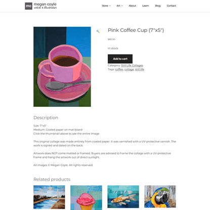 Pink Coffee Cup (7″x5″) | Megan Coyle: Artist &amp; Illustrator
