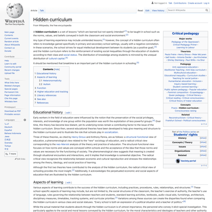 Hidden curriculum - Wikipedia