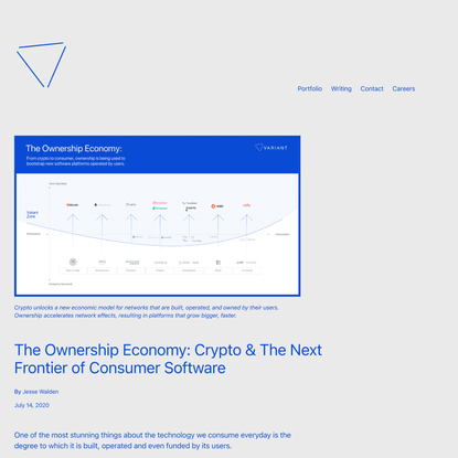 The Ownership Economy: Crypto &amp; The Next Frontier of Consumer Software – Variant