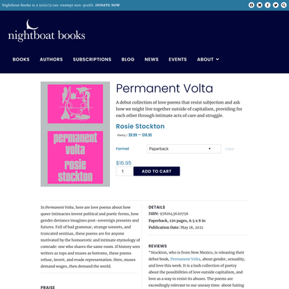 Permanent Volta – Nightboat Books