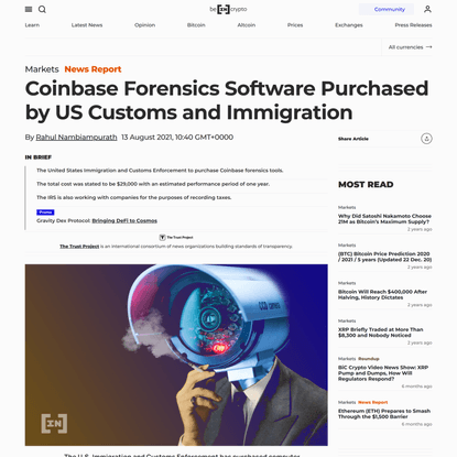 Coinbase Forensics Software Purchased by US Customs and Immigration - BeInCrypto