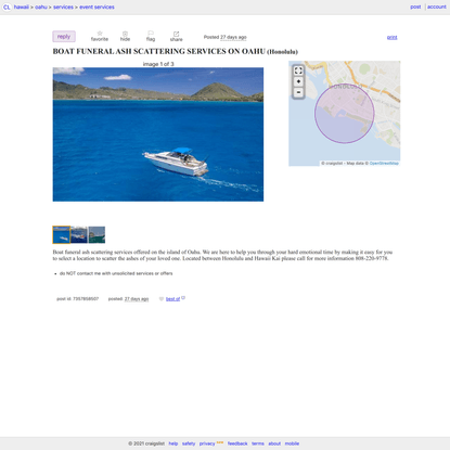 BOAT FUNERAL ASH SCATTERING SERVICES ON OAHU - event services