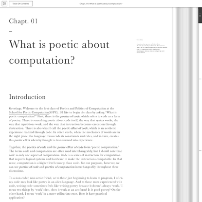Poetic Computation: Reader