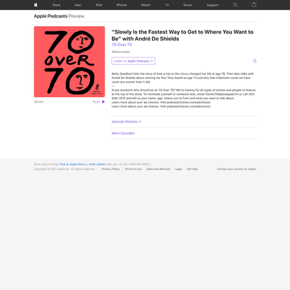 ‎70 Over 70: “Slowly Is the Fastest Way to Get to Where You Want to Be” with André De Shields on Apple Podcasts
