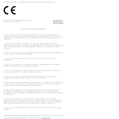 The Critical Engineering Manifesto