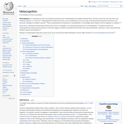 Metacognition - Wikipedia