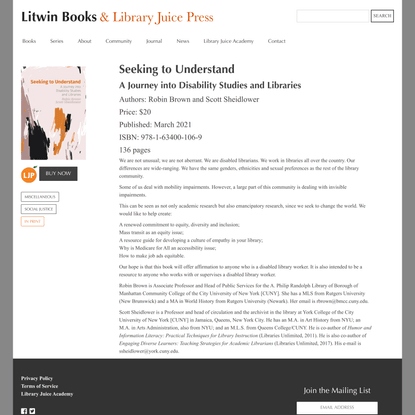 Seeking to Understand | Litwin Books & Library Juice Press